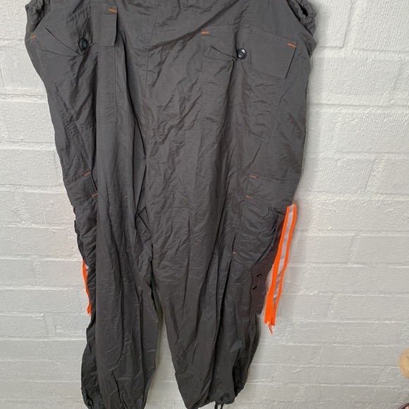 Caffeine Y2K Raver Parachute Pants with Neon Orange Reflectives size Large - Picture 7 of 9